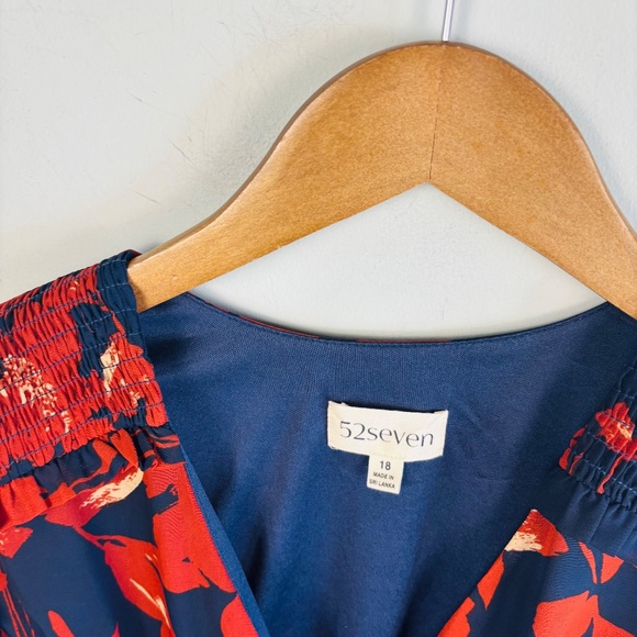 52 Seven Floral Faux Wrap Dress NWT Size 18 - Picture 4 of 5